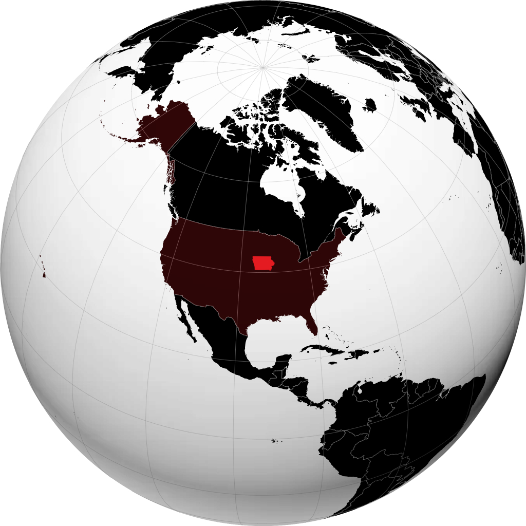 Iowa on the globe