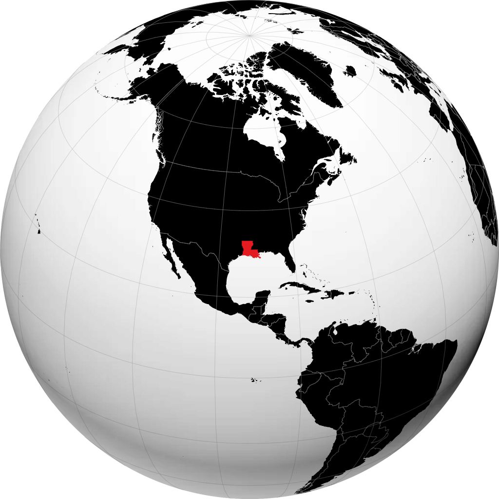 Louisiana on the globe