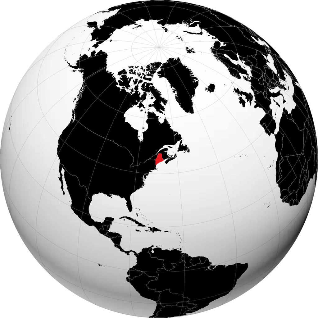 Maine on the globe