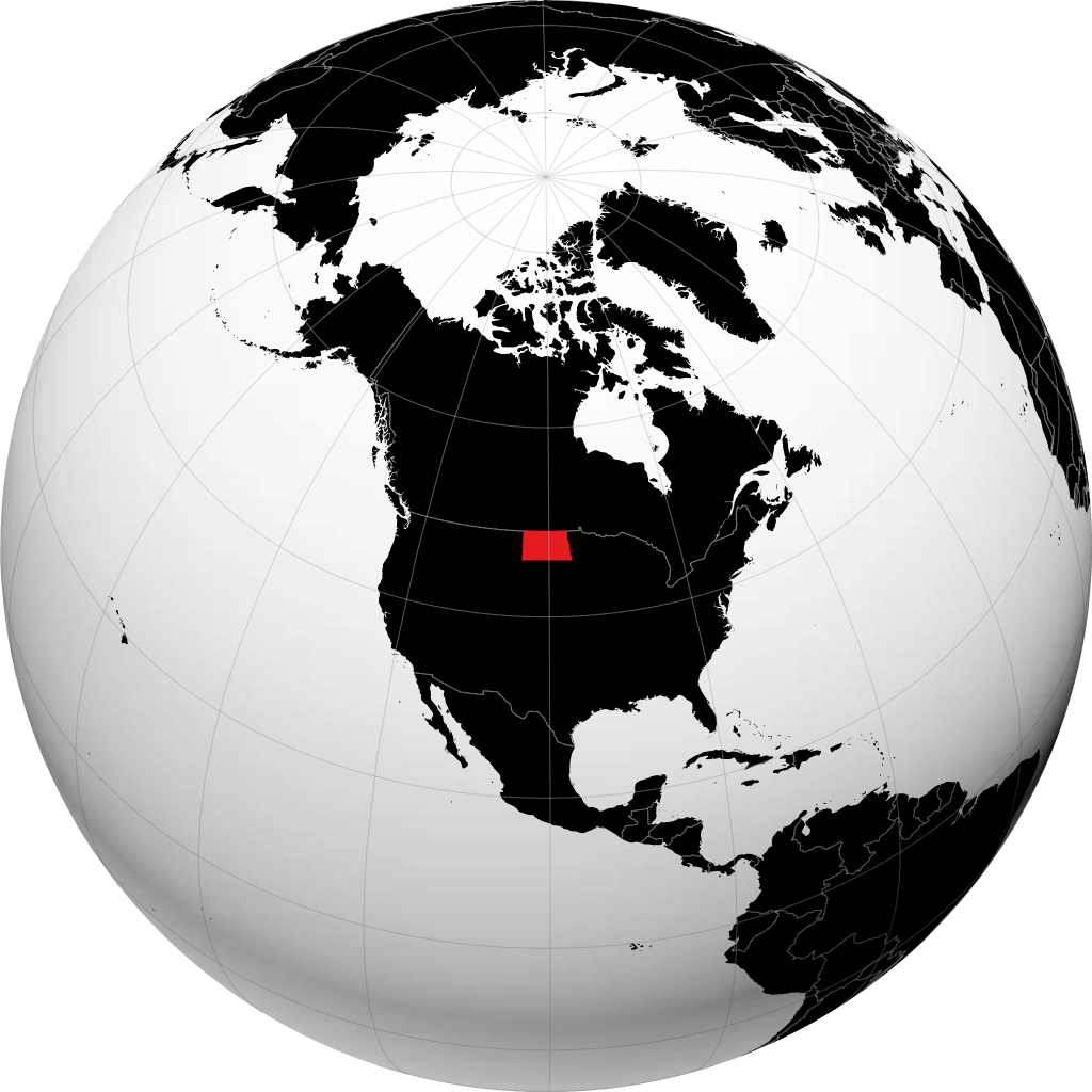 North Dakota on the globe