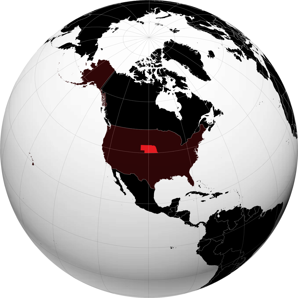 Nebraska on the globe