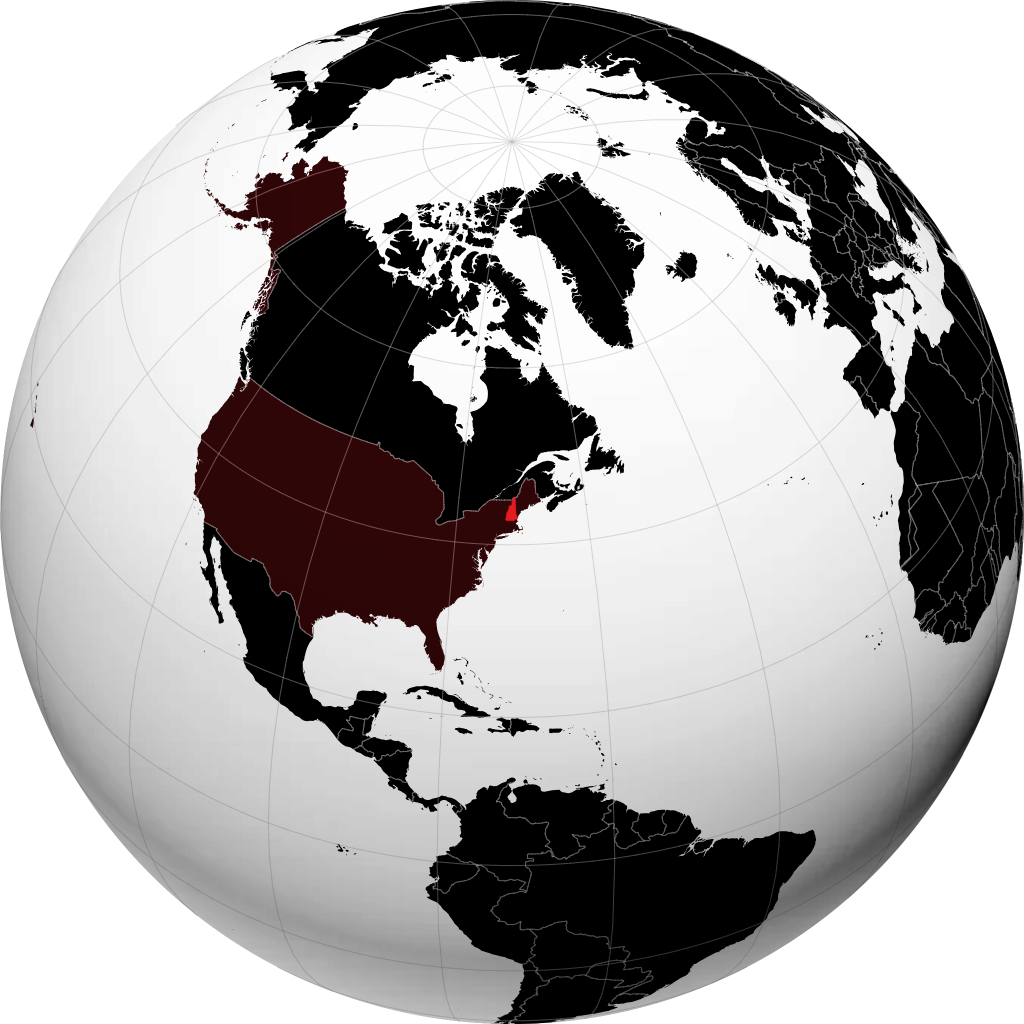 New Hampshire on the globe