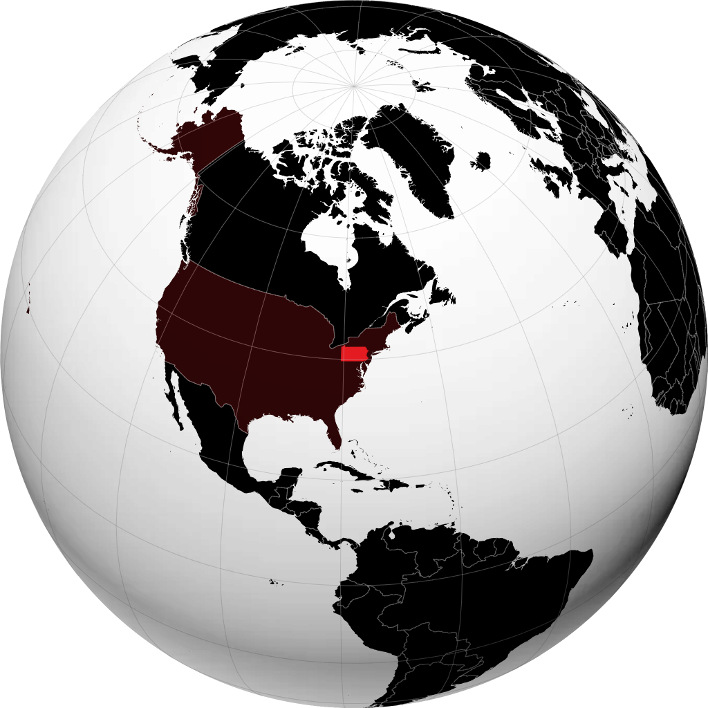 Pennsylvania on the globe