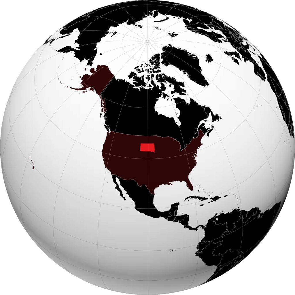 South Dakota on the globe