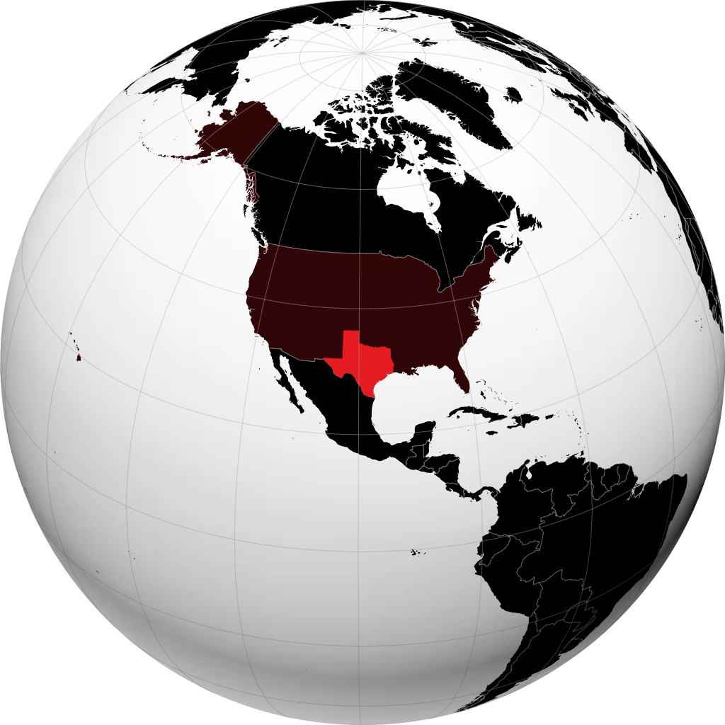 Texas on the globe