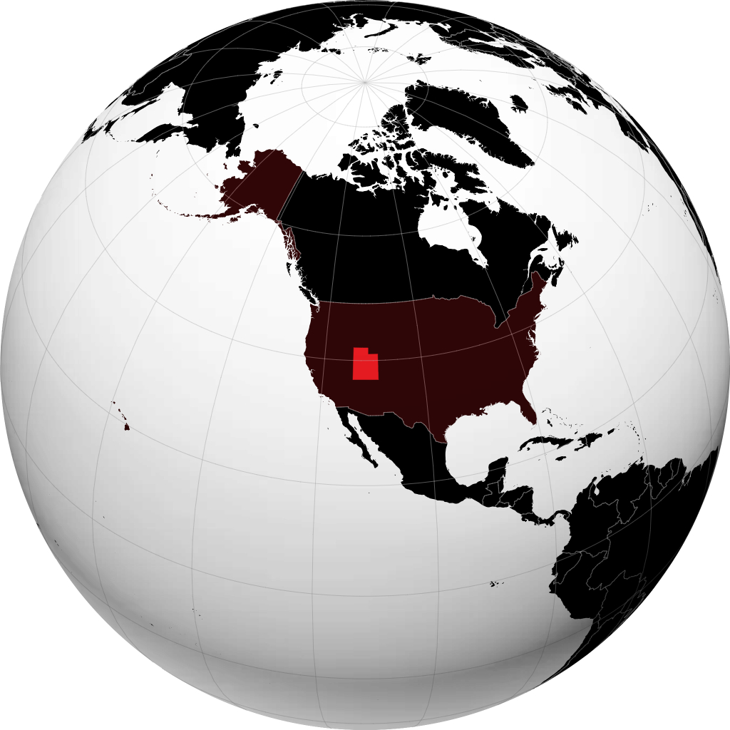 Utah on the globe