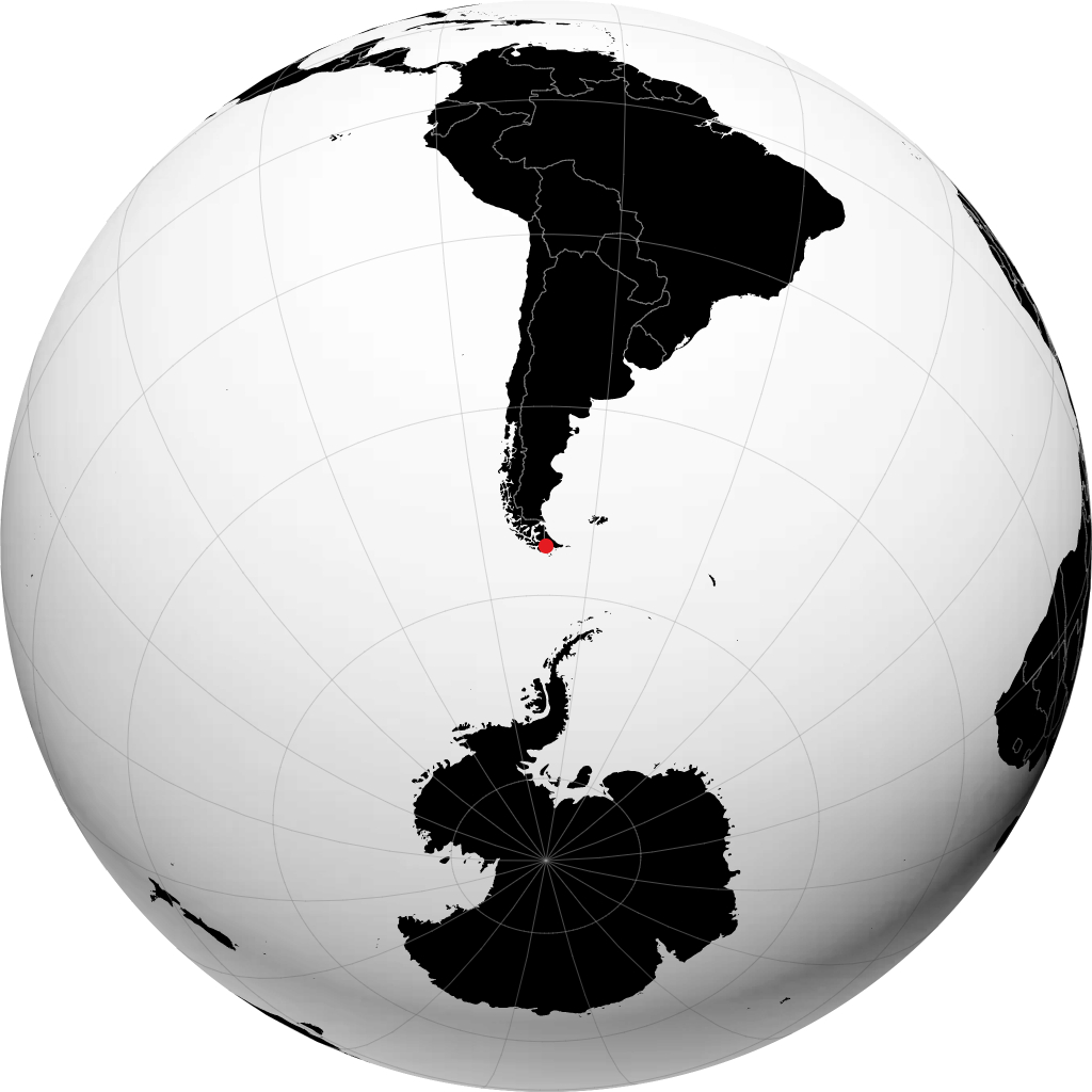 Ushuaia on the globe