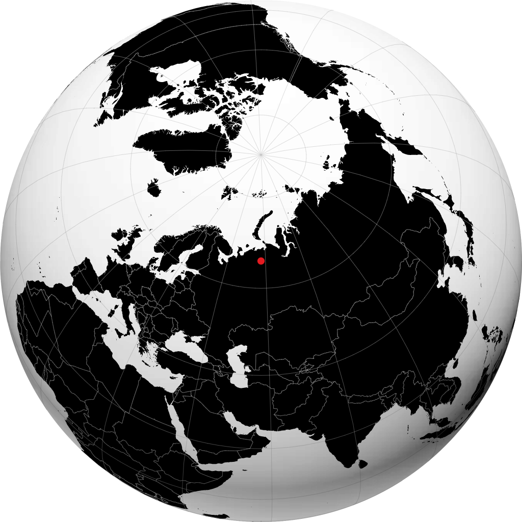 Usinsk on the globe