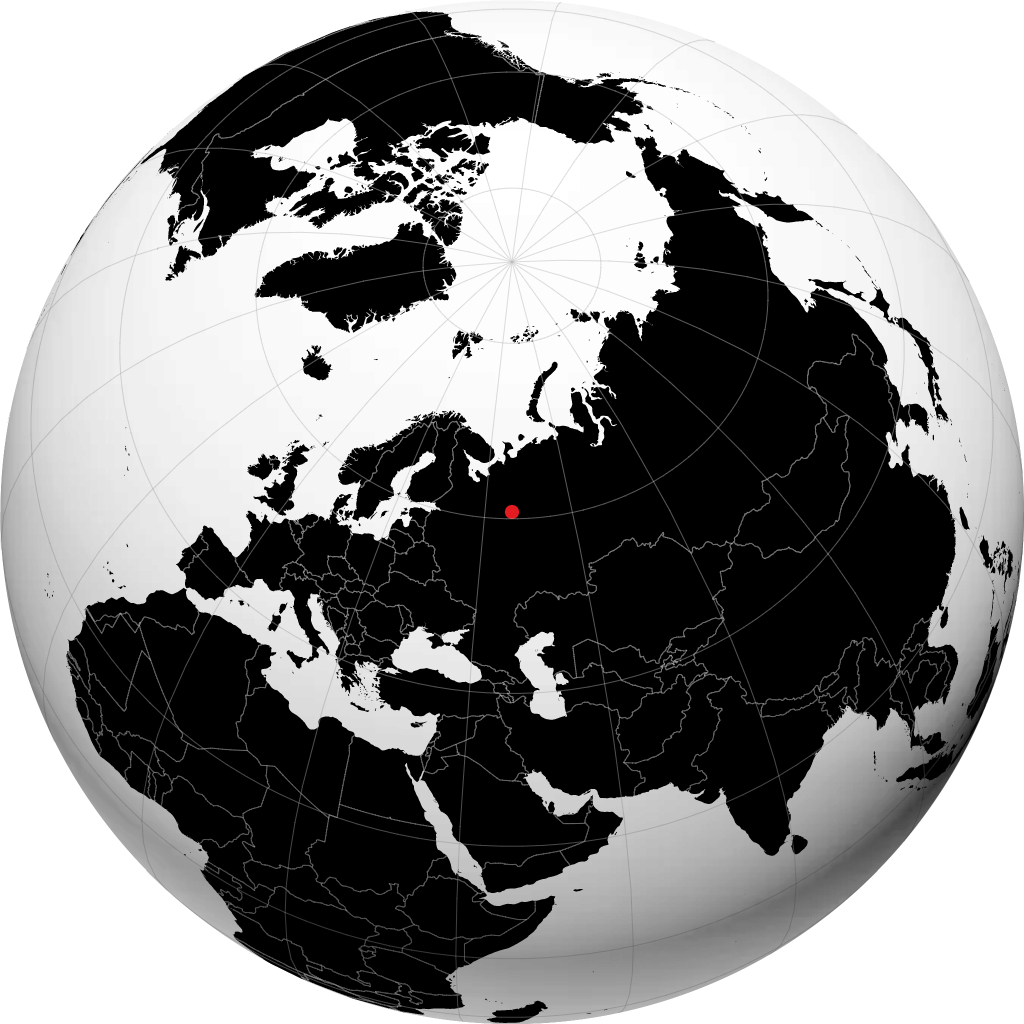 Velikiy Ustyug on the globe