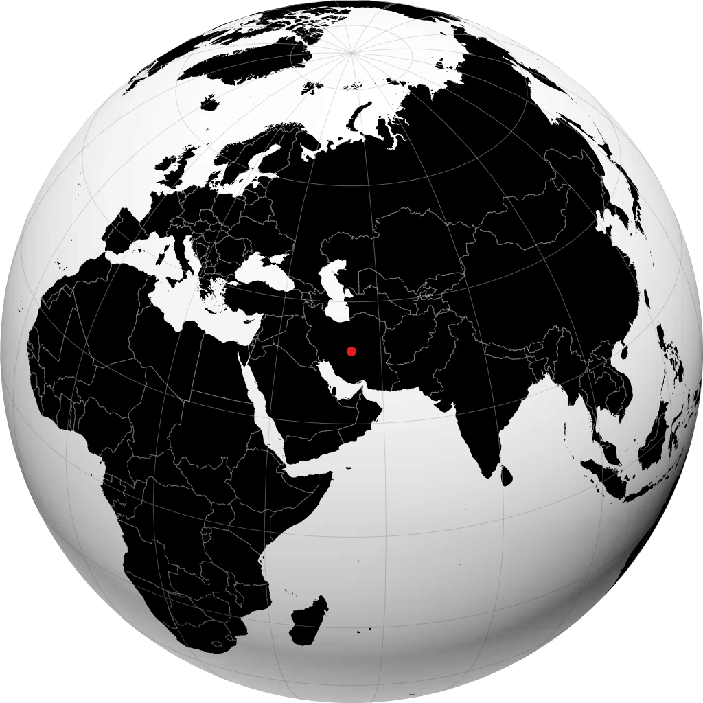 Yazd on the globe