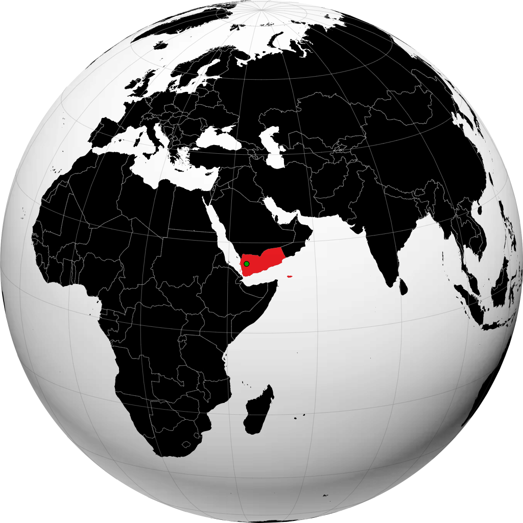 Yemen on the globe