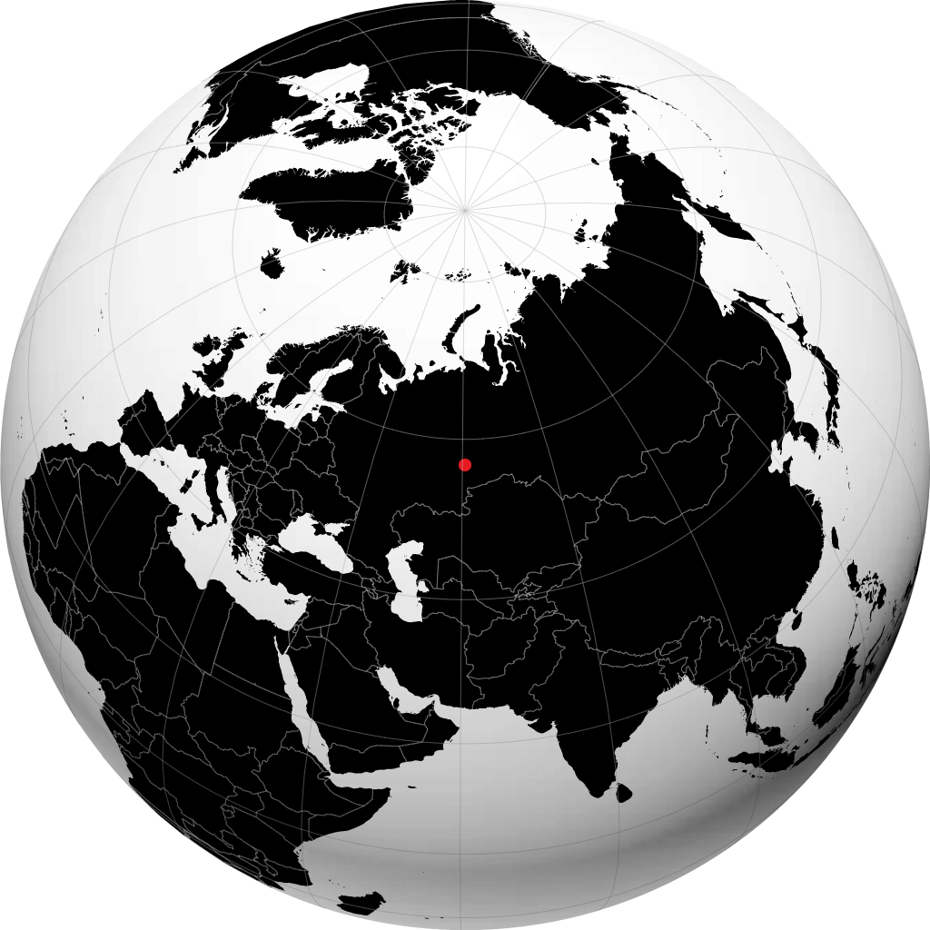 Yekaterinburg on the globe
