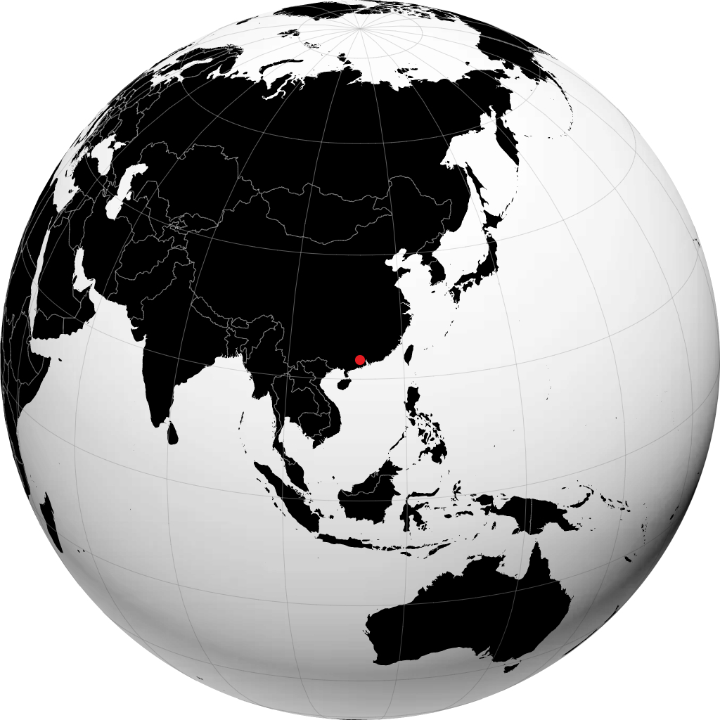 Zhaoqing on the globe