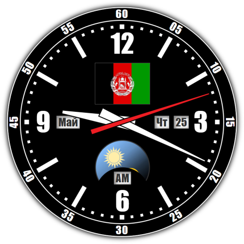 Afghanistan — exact time with seconds online.
