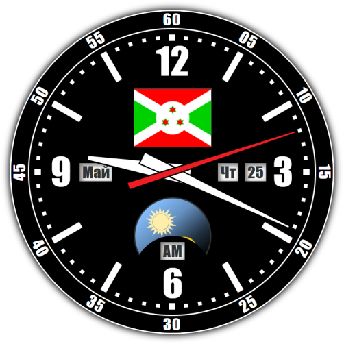 Burundi — exact time with seconds online.
