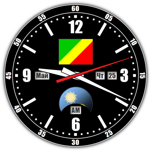Congo — exact time with seconds online.