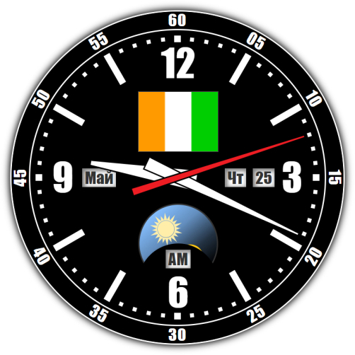 Cote d'Ivoire — exact time with seconds online.