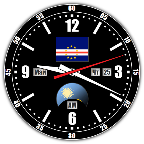 Cabo Verde — exact time with seconds online.
