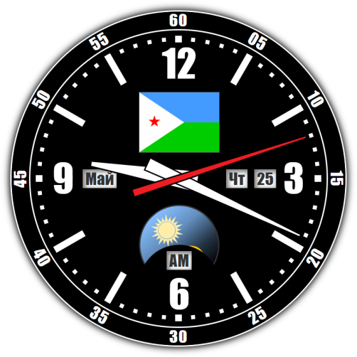 Djibouti — exact time with seconds online.