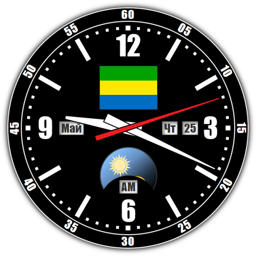 Gabon — exact time with seconds online.