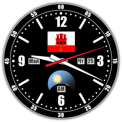 Gibraltar — exact time with seconds online.