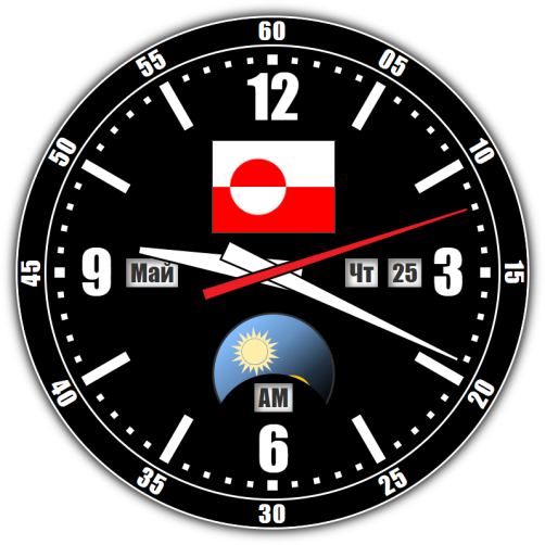 Greenland — exact time with seconds online.