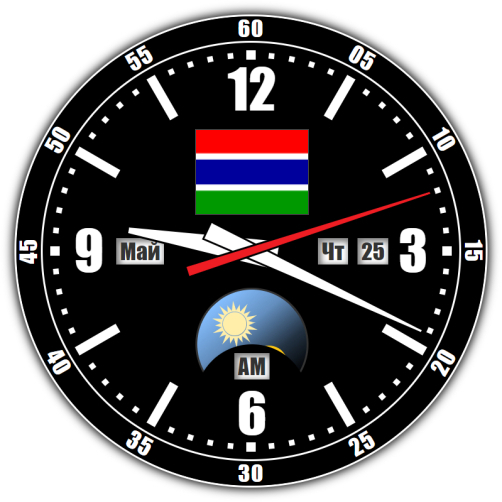 Gambia — exact time with seconds online.