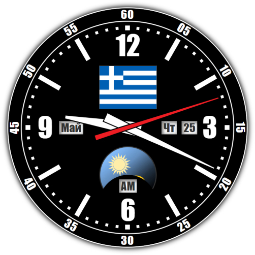 Greece — exact time with seconds online.