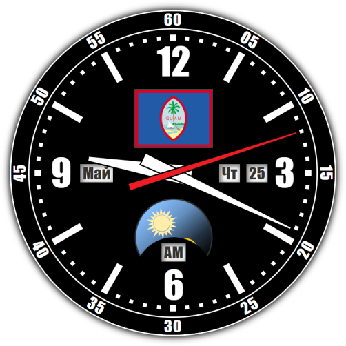 Guam — exact time with seconds online.