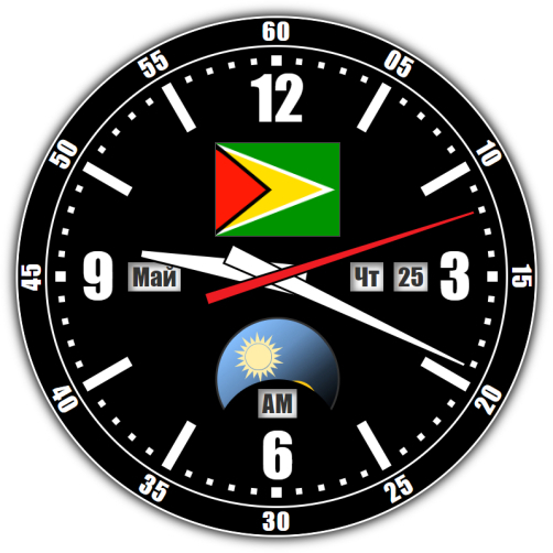 Guyana — exact time with seconds online.