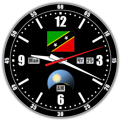Saint Kitts and Nevis — exact time with seconds online.