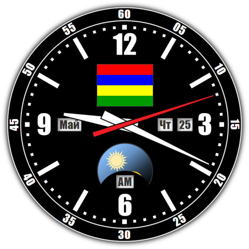 Mauritius — exact time with seconds online.
