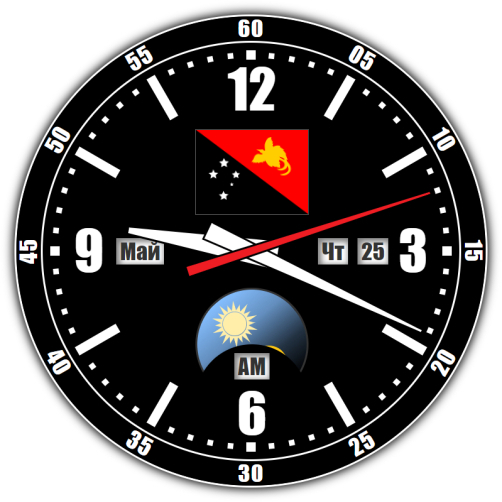 Papua New Guinea — exact time with seconds online.