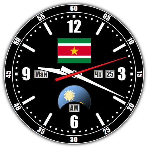 Suriname — exact time with seconds online.