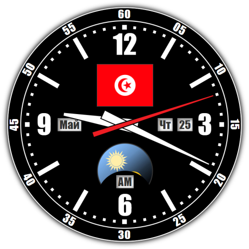 Tunisia — exact time with seconds online.
