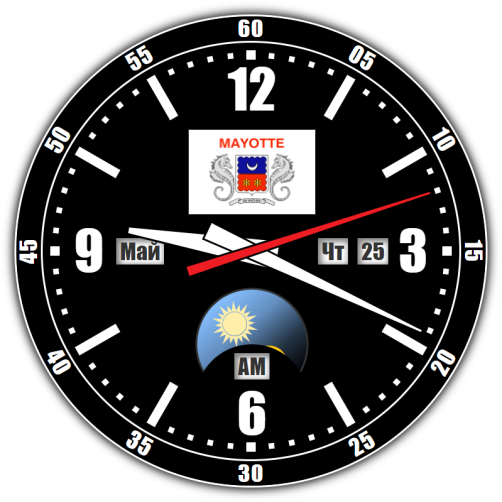 Mayotte — exact time with seconds online.