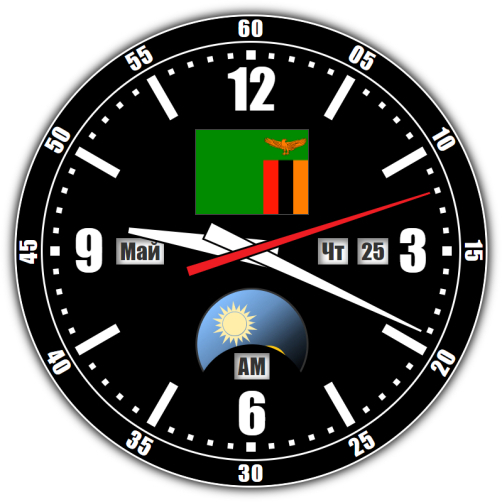 Zambia — exact time with seconds online.